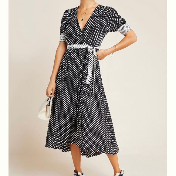 plus size polka dot wrap dress